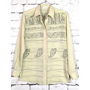 SOMMERMANN Retro Paisley Button-Front Shirt Artsy Lagenlook Boho Hippie US 8